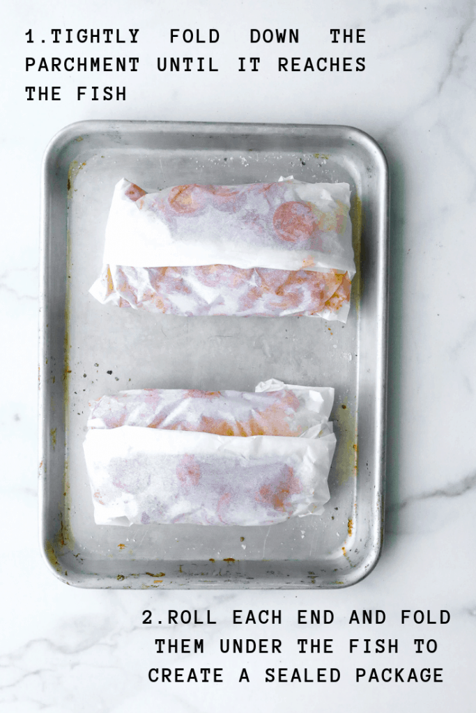 Parchment Baked Cod with Chorizo + Tomatoes "En Papillote"