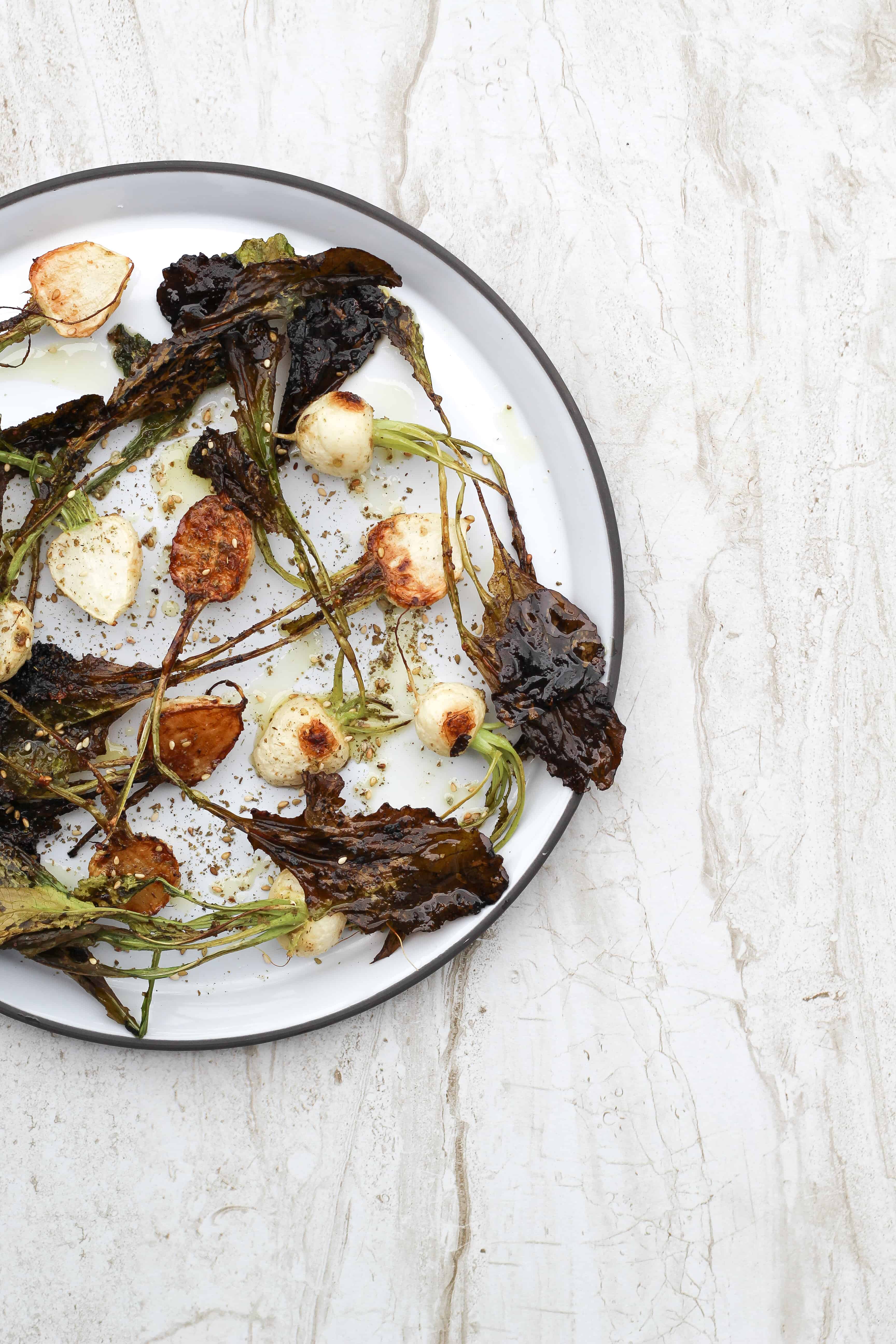 ROASTED BABY TURNIPS WITH GARLIC AND ZA’ATAR