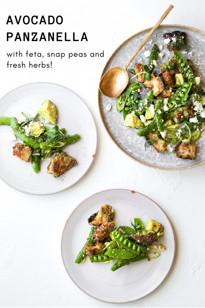 GREEN PANZANELLA WITH SNAP PEAS + AVOCADO