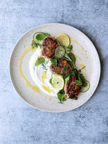 Chicken Koftas with Yogurt and Herb Salad