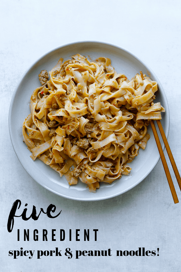 Five-Ingredient Spicy Pork and Peanut Noodles