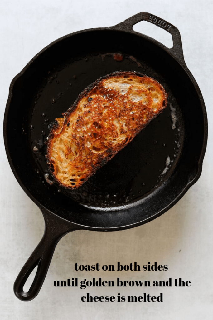 White Cheddar + Fig Grilled Cheese Grilling in a Pan