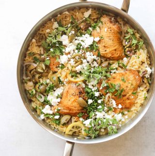 One-Pot Chicken with Orzo, Lemon, and Feta