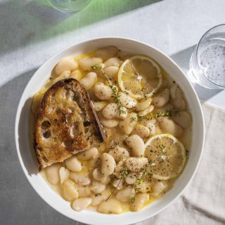 Brothy White Beans with Parmesan + Lemon