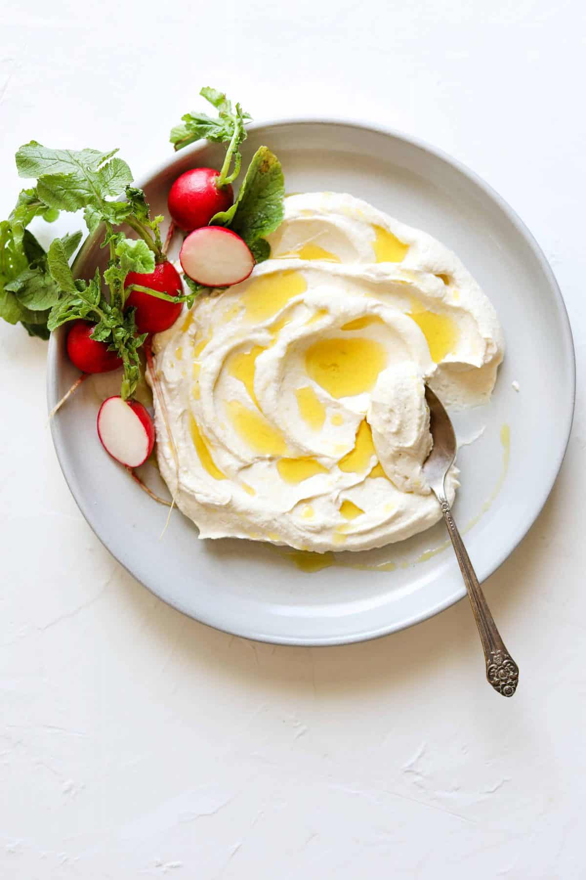 Garlicky Labneh + Tahini Dip
