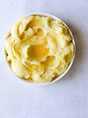 Buttery Whipped Japanese Sweet Potatoes in a white bowl