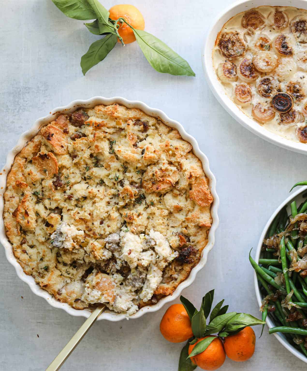 Savory Bread Pudding with Sausage + Sage Craving California