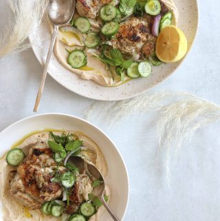 Two Za'atar Chicken and Hummus Bowls