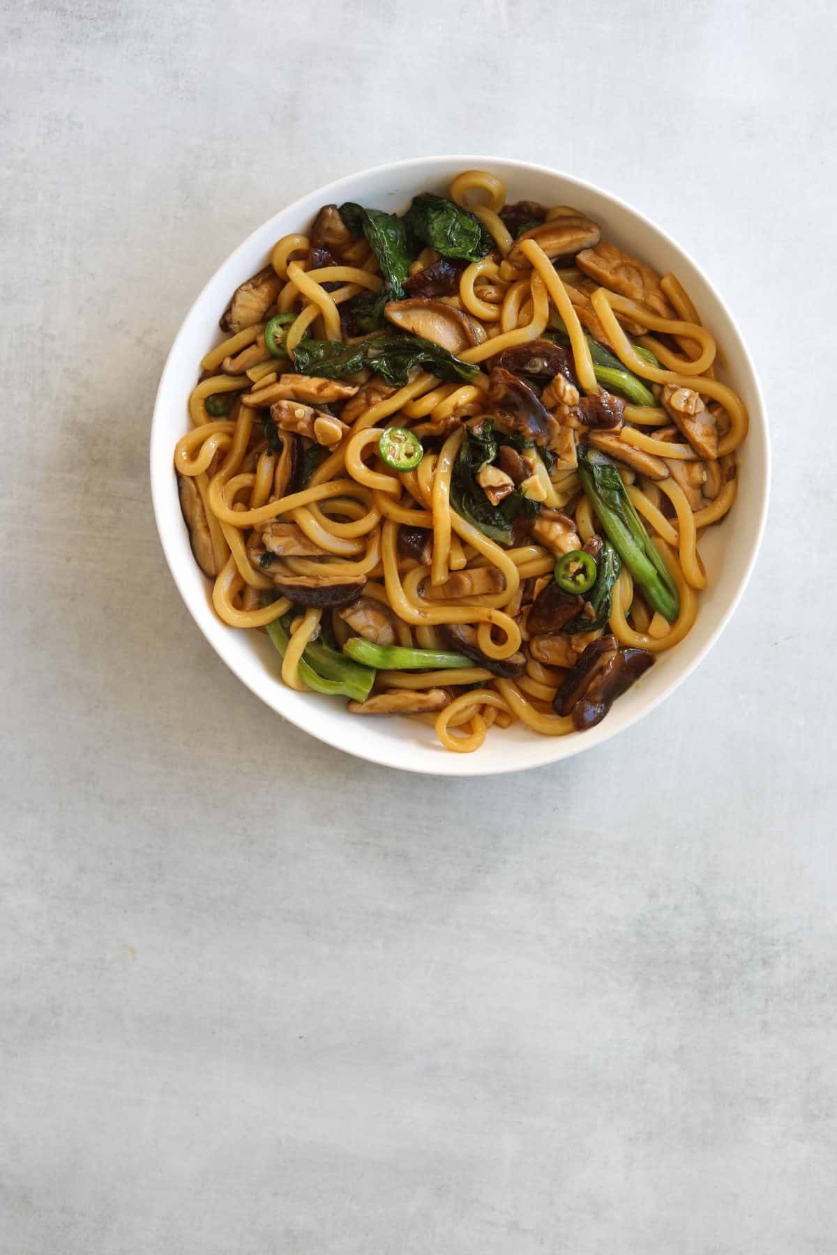 mushroom and shrimp noodle bowls