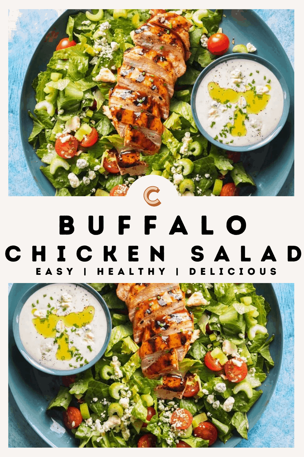 Buffalo Chicken Salad with Buttermilk Blue Cheese Dressing - Craving ...