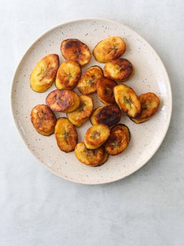 Fried Plantains on a white plate