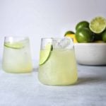 two ice cold glasses of mezcal margaritas
