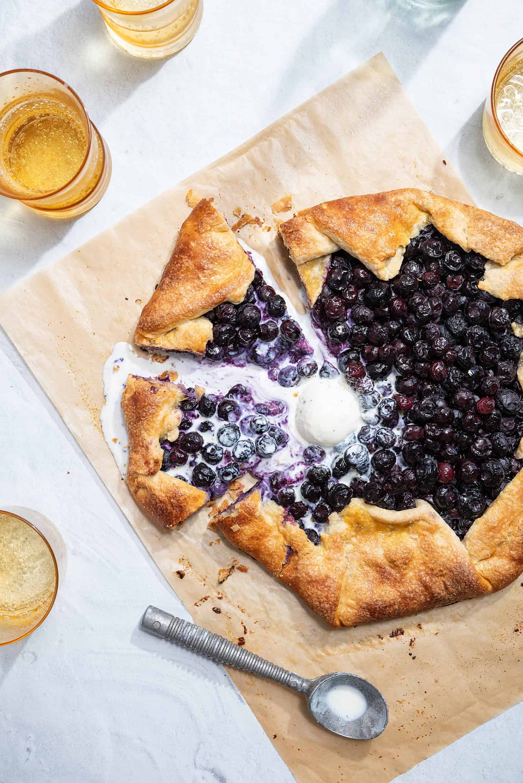 Rustic Blueberry Galette with Vanilla Ice Cream