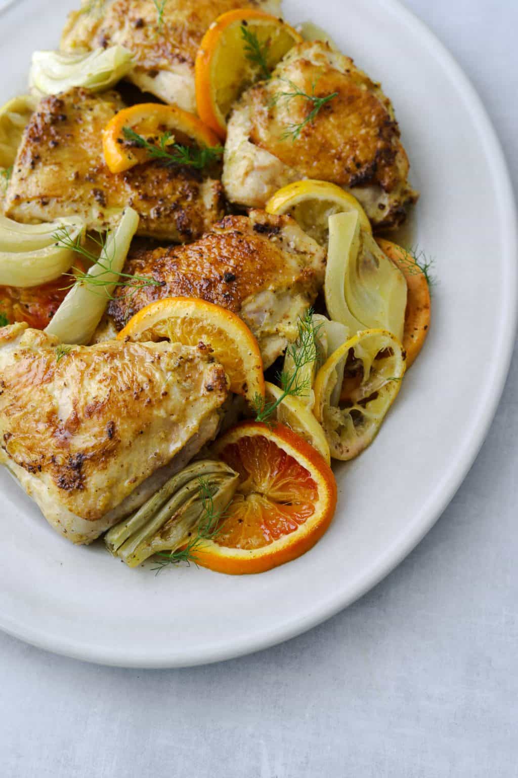 Roasted Chicken Thighs with Citrus and Fennel Craving California