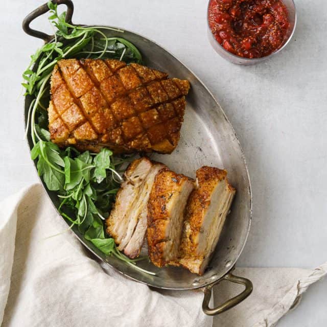 Crispy Roasted Pork Belly with Cranberry Mustard - Craving California