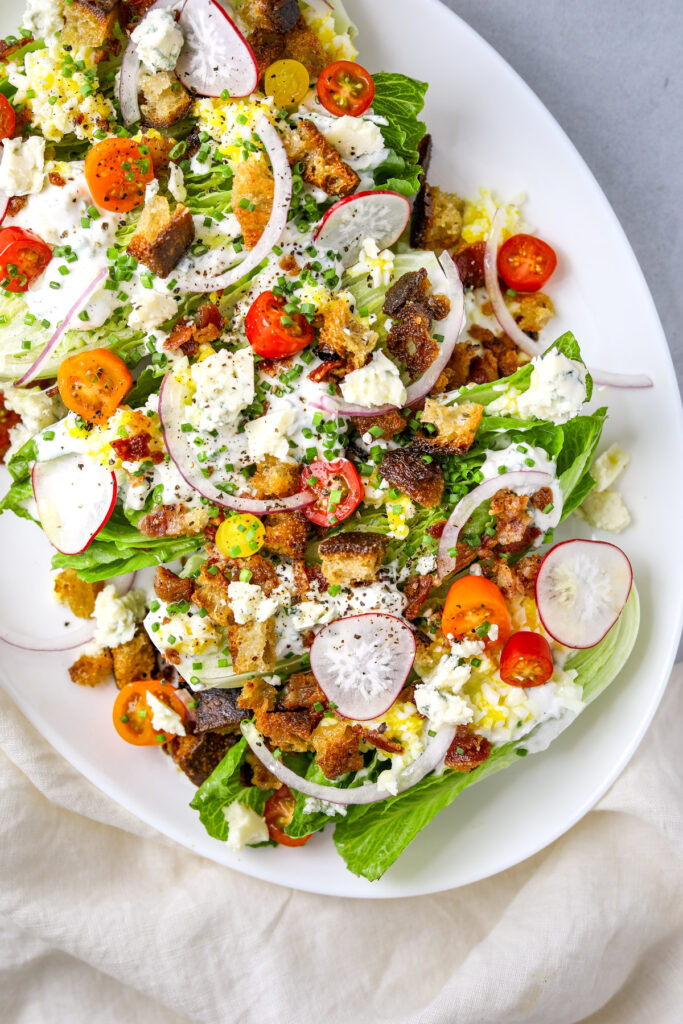 Little Gem Wedge Salad with Bacon, Blue Cheese, and Warm Garlic ...