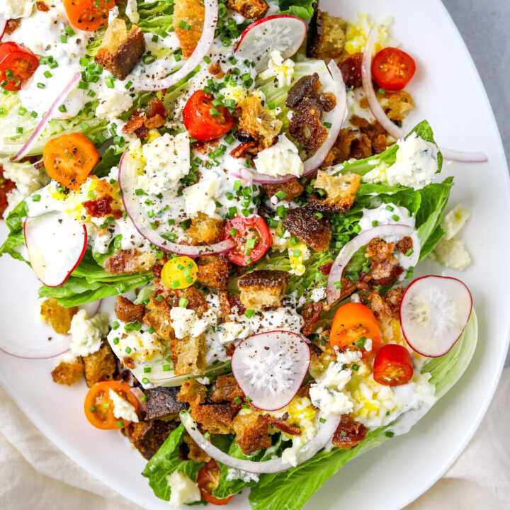 Little Gem Wedge Salad with Bacon, Blue Cheese, and Warm Garlic ...