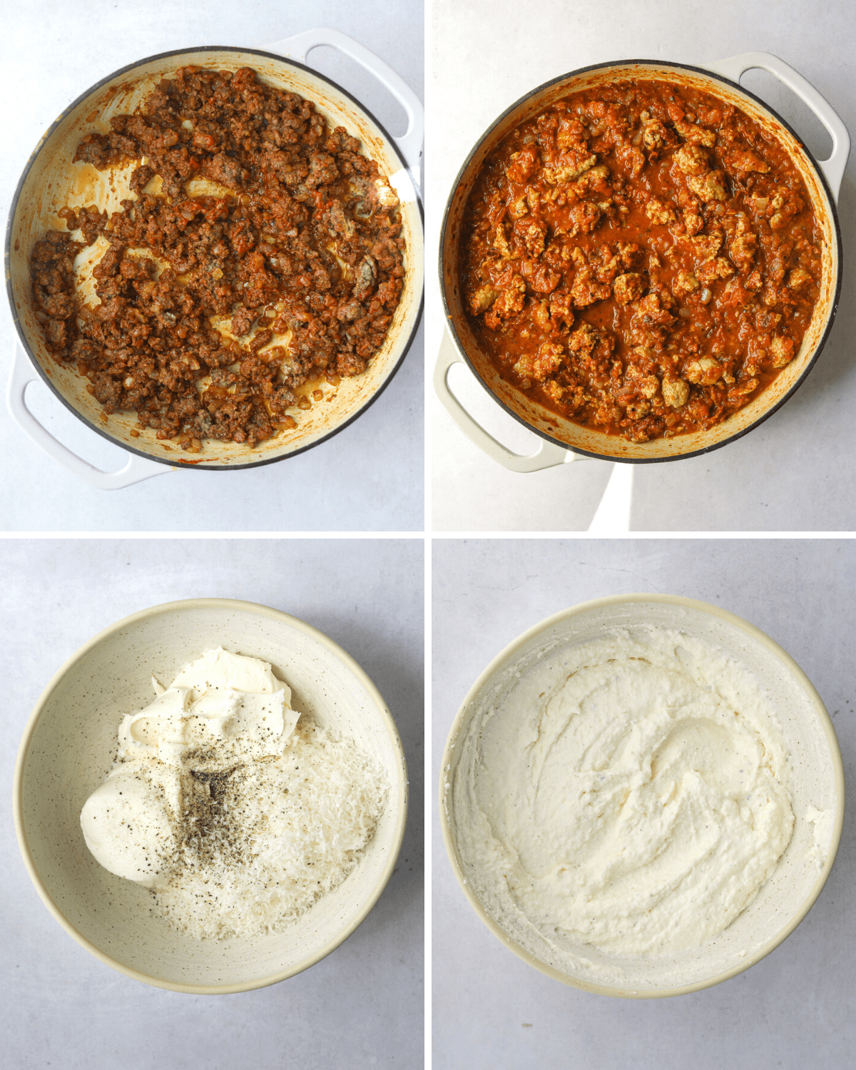 step by step recipe photos with tomato sauce and ricotta cheese