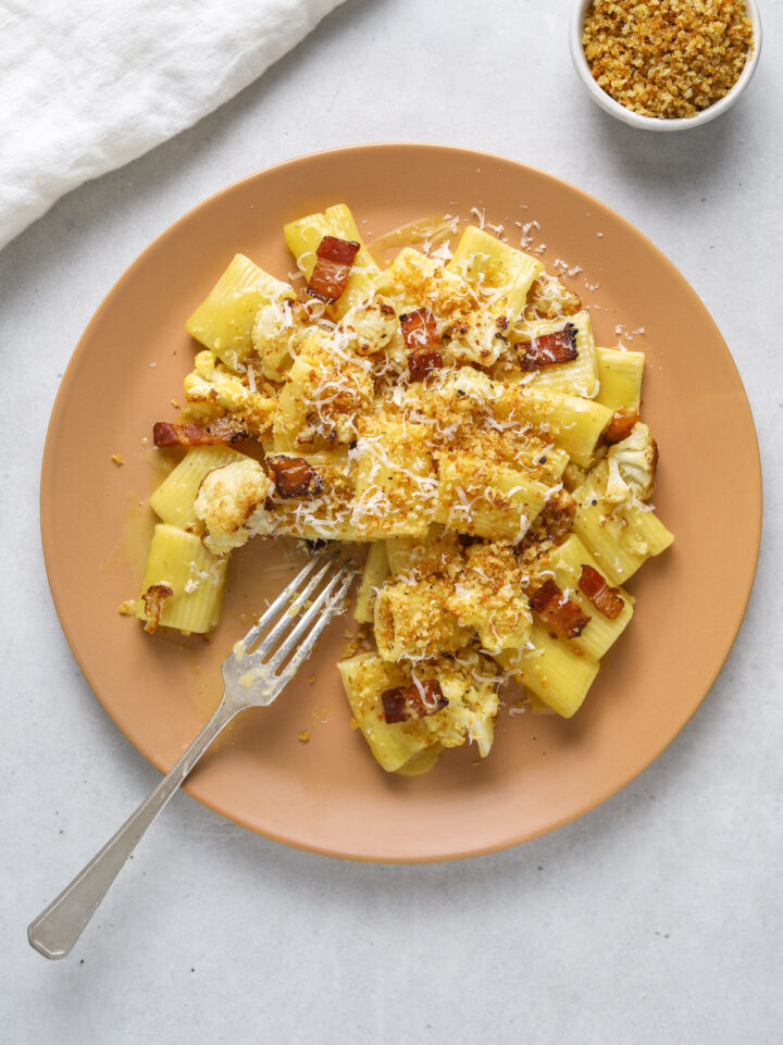 Roasted Cauliflower Carbonara with Garlic Breadcrumbs Craving California