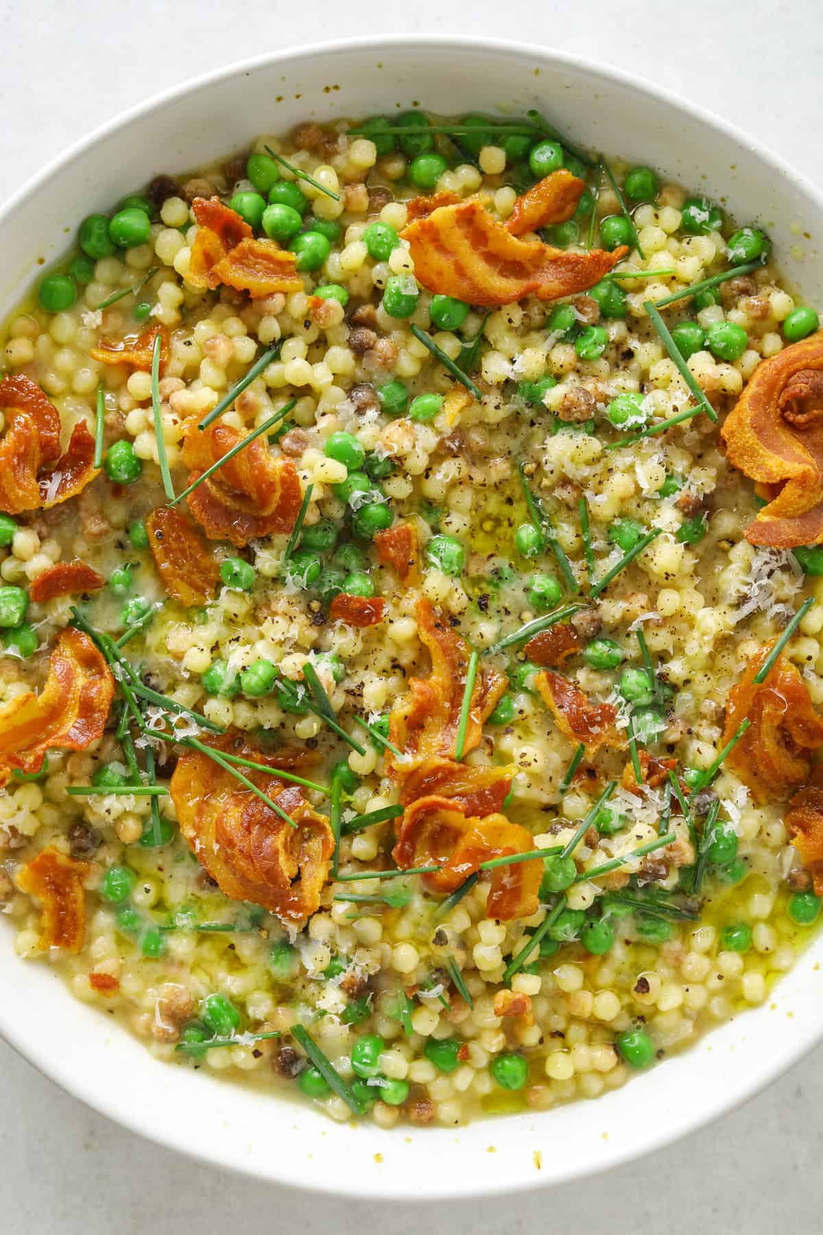 Fregola with Pancetta, Peas and Parmesan - Craving California