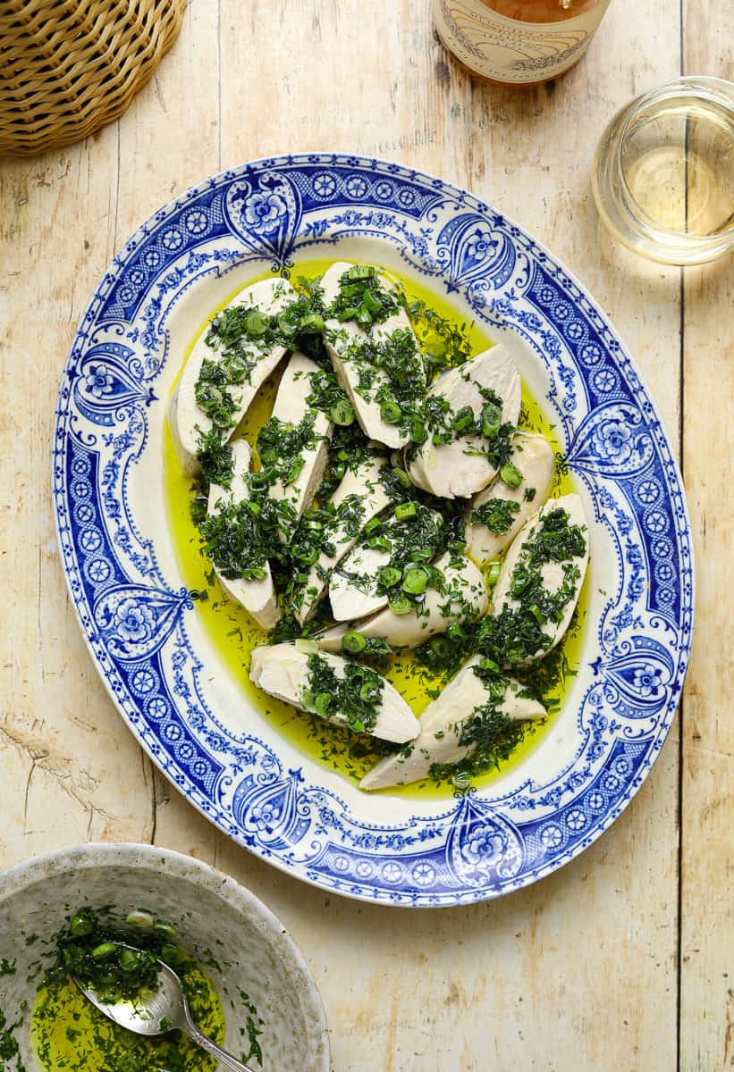 Perfectly Poached Chicken with Herbs and Olive Oil