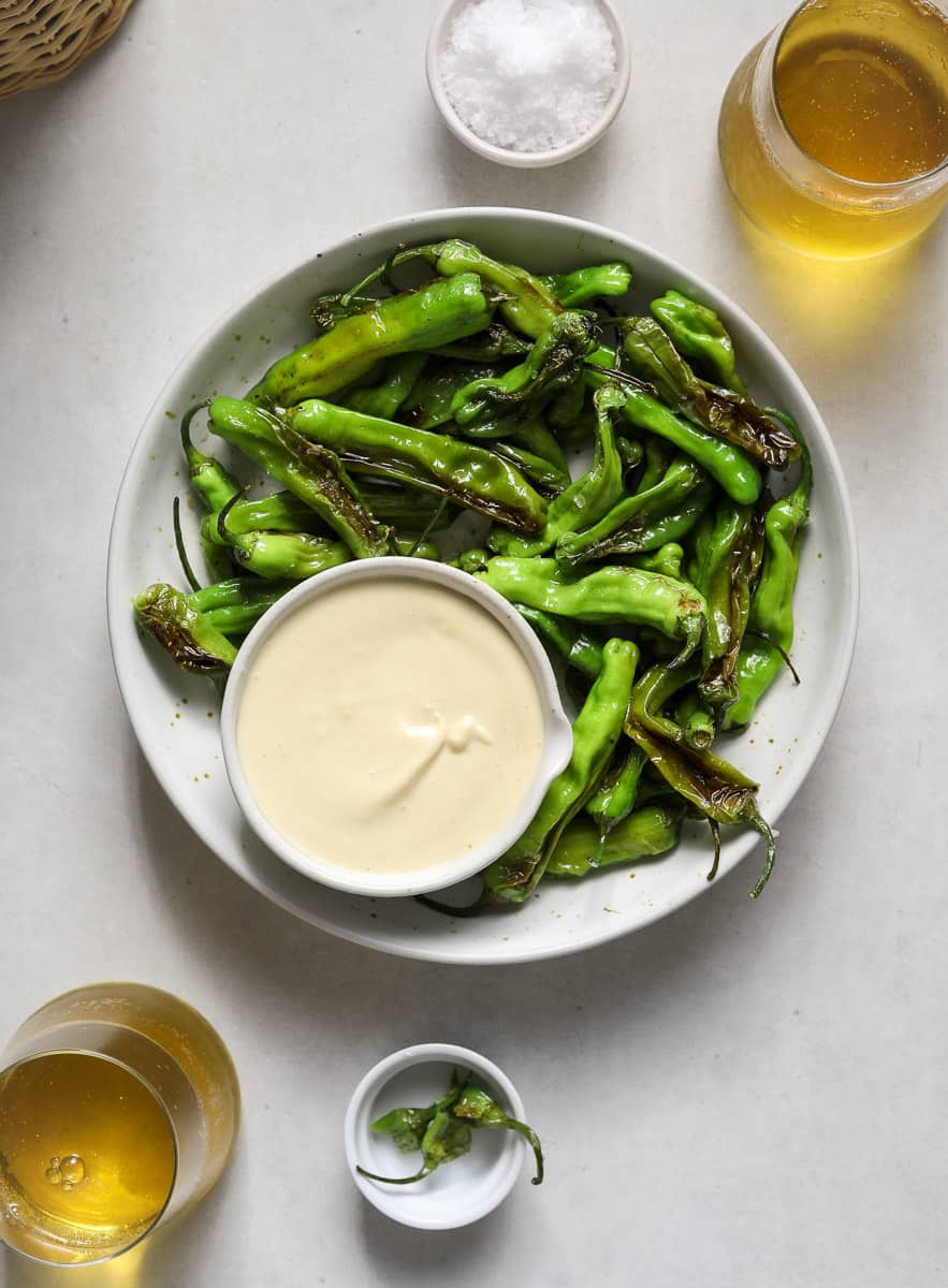 Blistered Shishito Peppers with Garlic-Soy Mayo