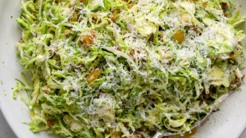 Shaved Brussels Sprout Salad with Walnuts, Pecorino and Honey-Dijon Dressing